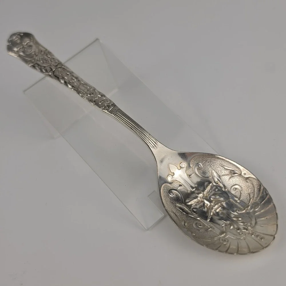 Reed & Barton Renaissance Antique 1886 Mark Silverplate Serving Spoon Figural